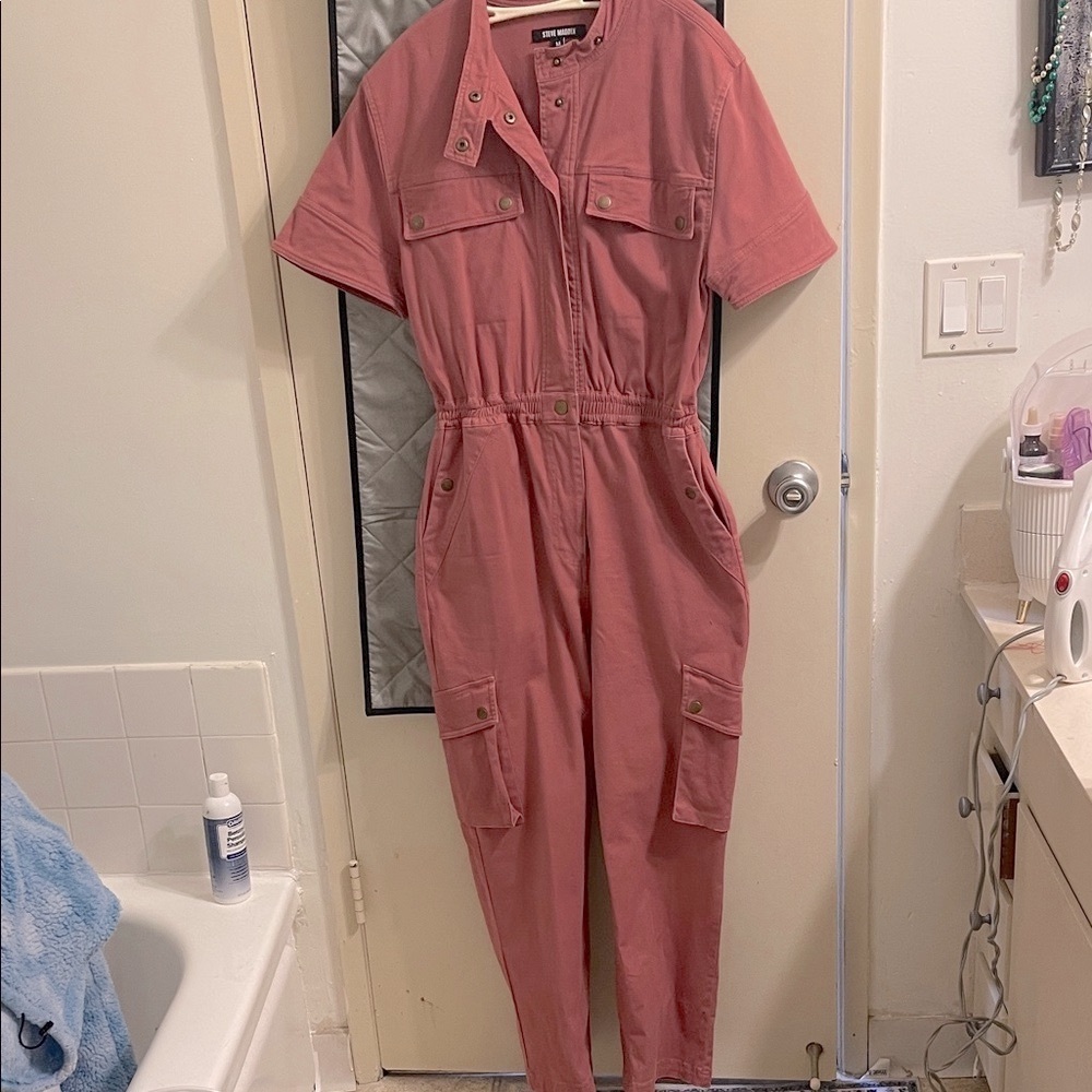 Steve Madden Utility Jumpsuit in Rose Mauve, size M